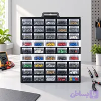 جعبه قطعات کشویی 45 کشو کیان تکنیک مدل دو رنگ سفید و مشکی مدل A9-M46