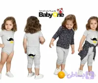 سه تیکه بیبی وان طرح پنگوئن نخ پنبه سایز نوزادی تا 18 ماه‎