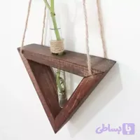 شلف چوبی با قاب باکس مثلثی(سایز کوچک) همراه با ظرف شیشه ای) مناسب برای رشد گیاه زنده
