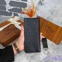کیف پول چرم مردانه دستی چرم طبیعی لیزارد مشکی