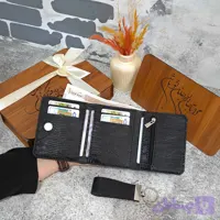 کیف پول چرم جیبی مردانه مدل 3 لت لیزارد مشکی