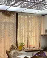 پرده مکرومه رویش بامهره چوبی دورنگ و بافت پرتراکم تا پایین