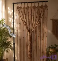 پرده مکرومه نسکافه ای طرح کاج