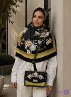 ست کیف و روسری زنانه طرح جدید ال وی ماکان مشکی روسری زنانه مشکی کیفیت عالی کد mo1049