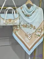 ست کیف و روسری زنانه طرح جدید ال وی ماکان آبی روسری زنانه آبی کیفیت عالی کد mo1058