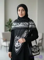 ست کیف و روسری زنانه طرح جدید روشا طوسی روسری زنانه طرح روشا کیفیت عالی کد mo1032