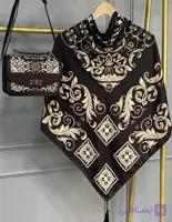ست کیف و روسری زنانه طرح جدید فلور مشکی روسری زنانه مشکی کیفیت عالی کد mo1048