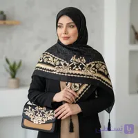 ست کیف و روسری زنانه طرح جدید روشا طلایی روسری زنانه طرح روشا کیفیت عالی کد mo1030