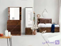 خرید سرویس خواب دونفره ام دی اف طرح چوب روژان با تحویل فوری