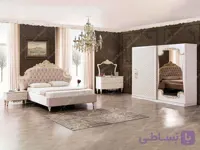سرویس خواب عروس سلطنتی سفید طلایی سارینا | سفارش با تحویل فوری