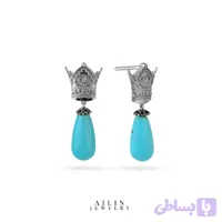 گوشواره نقره تاج و فیروزه