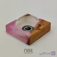 زیرسیگاری چوب توسکا و رزین صورتی شفاف_کد۰۰۰۴