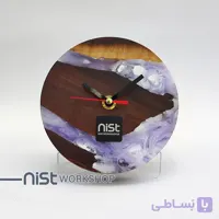 ساعت رومیزی چوب عناب و رزین بنفش ابروبادی-کد۰۰۰۲