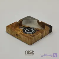 زیرسیگاری چوب ممرز و رزین دودی شفاف_کد۰۰۱۳