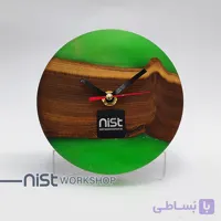 ساعت رومیزی چوب سنجد و رزین سبز_کد ۰۰۰۵