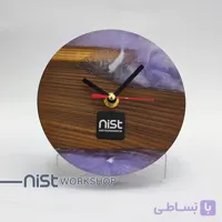 ساعت رومیزی چوب سنجد و رزین بنفش ابروبادی-کد۰۰۰۱