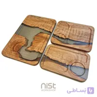 سینی قهوه چوبی و رزینی مدل توسکا دودی - کد ۰۰۰۲