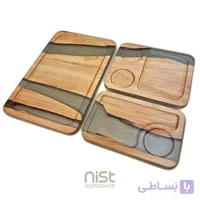 سینی قهوه چوبی و رزینی مدل توسکا دودی - کد ۰۰۰۱