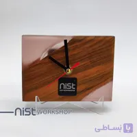 ساعت رومیزی چوب زردآلو و رزین گلبهی_کد۰۰۰۷