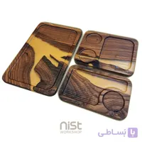 سینی قهوه چوبی و رزینی مدل سنجد نسکافه ای - کد ۰۰۰۸