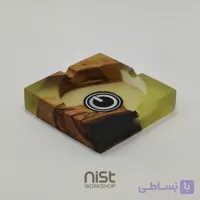 زیرسیگاری چوب زیتون و رزین سبز زیتونی شفاف_کد۰۰۰۷