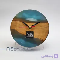ساعت رومیزی چوب توسکا و رزین آبی شفاف-کد 0004