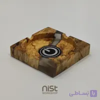 زیرسیگاری چوب ممرز و رزین دودی شفاف_کد۰۰۱۴
