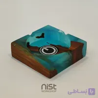 زیرسیگاری چوب زردآلو و رزین آبی ابروبادی_کد۰۰۰۱