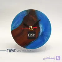 ساعت رومیزی چوب عناب و رزین آبی ابری-کد۰۰۰۶