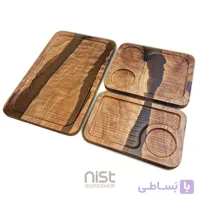 سینی قهوه چوبی و رزینی مدل توسکا زیتونی - کد ۰۰۰۳