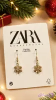 گوشواره کریسمسی وارداتی طرح برف طلایی کد 28