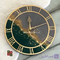 ساعت دیواری رزینی دو رنگ طوسی و مشکی
