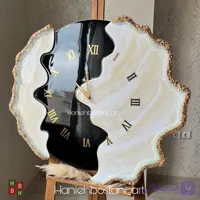 ساعت دیواری طرح دفرمه رزینی سفید ، سبز