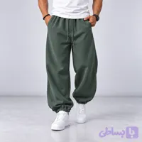 شلوار جاگر اسپرت سبز تیره / مدل بگ / دمپا کش / کیفیت بالا (کد 2NP0P)