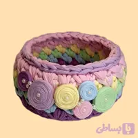 سبد قلاب بافی تریکو طرح رنگارنگ کد 1
