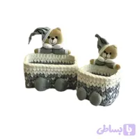سبد وسایل کودک طرح خرس مجموعه 2 عددی