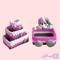 ست سبد وسایل کودک مدل دخترانه طرح خرس مجموعه 4 عددی