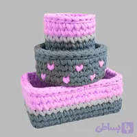 سبد قلاب بافی تریکو مدل سیسمونی نوازادی کد 01 مجموعه 3 عددی