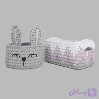 سبد قلاب بافی تریکو طرح خرگوشی کد 0003 مجموعه 2 عددی