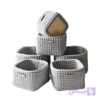 ست سبد قلاب بافی تریکو کد 66666 مجموعه 6 عددی
