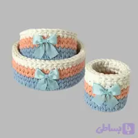 سبد قلاب بافی تریکو مدل نوزادی کد 551 مجموعه 3 عددی