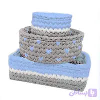 سبد قلاب بافی تریکو طرح سیسمونی کودک کد 11 مجموعه 3 عددی (کد MFFPI)