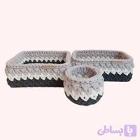 سبد قلاب بافی تریکو مدل نوزادی کج راه کد 22 مجموعه 3 عددی