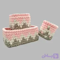 سبد قلاب بافی تریکو مدل سیسمونی نوزادی کد 6191 مجموعه 3 عددی