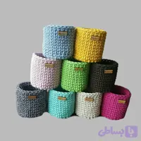 ست سبد قلاب بافی تریکو مدل رنگارنگ کد 05 مجموعه 9 عددی