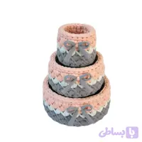 سبد قلاب بافی تریکو مدل کجراه نیلوفر کد 02 مجموعه 3 عددی