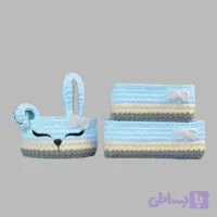 سبد قلاب بافی سیسمونی طرح خرگوش کد 5 مجموعه 3 عددی