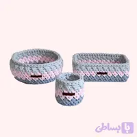 سبد قلاب بافی تریکو مدل نوزادی کد 14140 مجموعه 3 عددی
