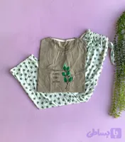 ست تيشرت شلوار نخ پنبه عروسكى طرح برگ