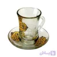 استکان و نعلبکی کمرباریک دسته دار یا رقیه س-6تایی-12پارچه-طرح ستاره ای کد 103447